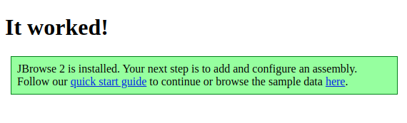 Screen showing &quot;It worked!&quot; message